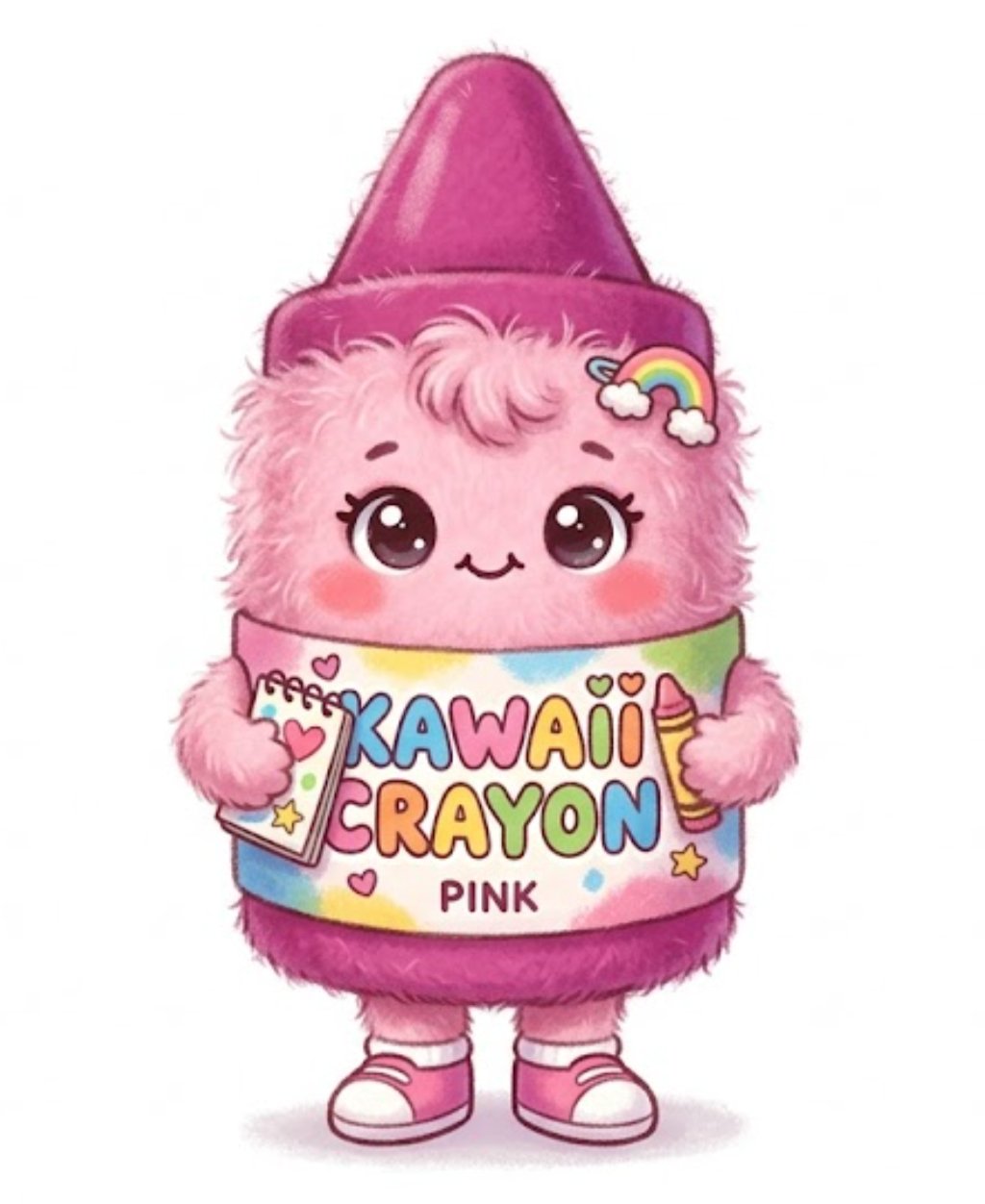 Our fuzzy crayon mascot waving hello
