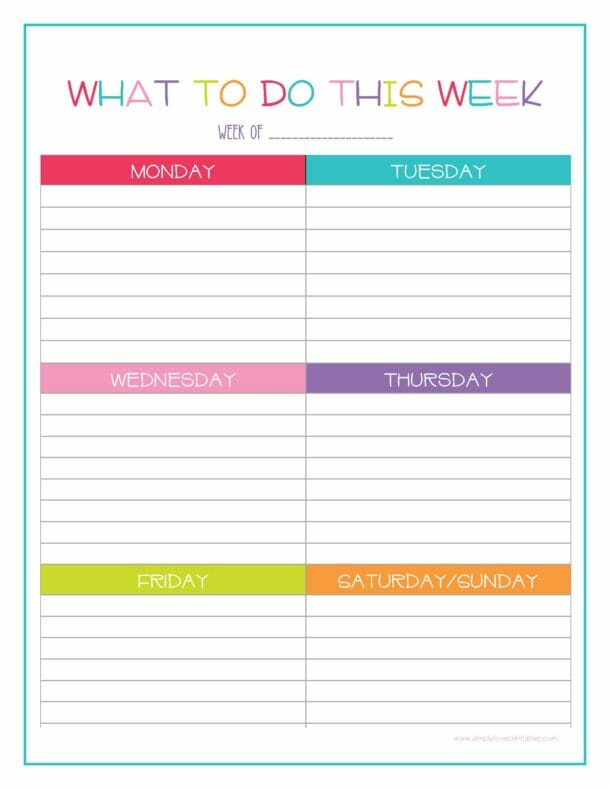 25 Free Weekly To Do List Printables | Simply Love Printables