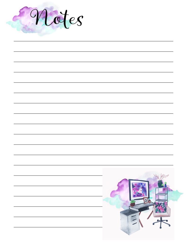 Simply Love Printables Notes-Green-Purple