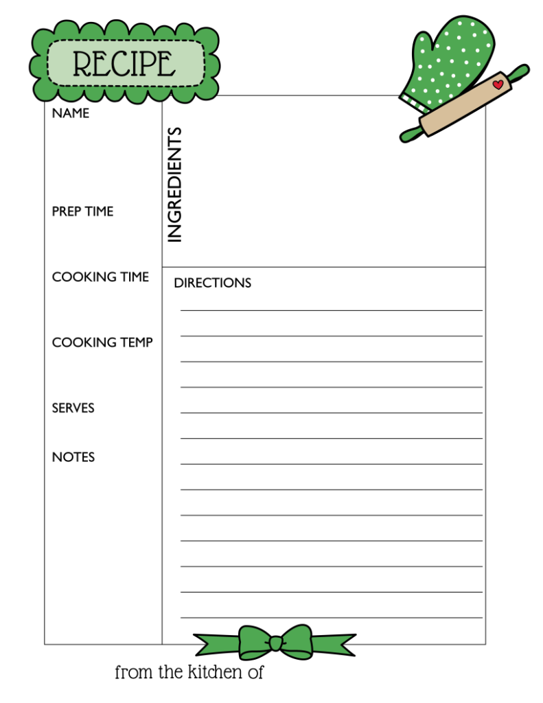 Simple Love Printables Recipe Kelly Green