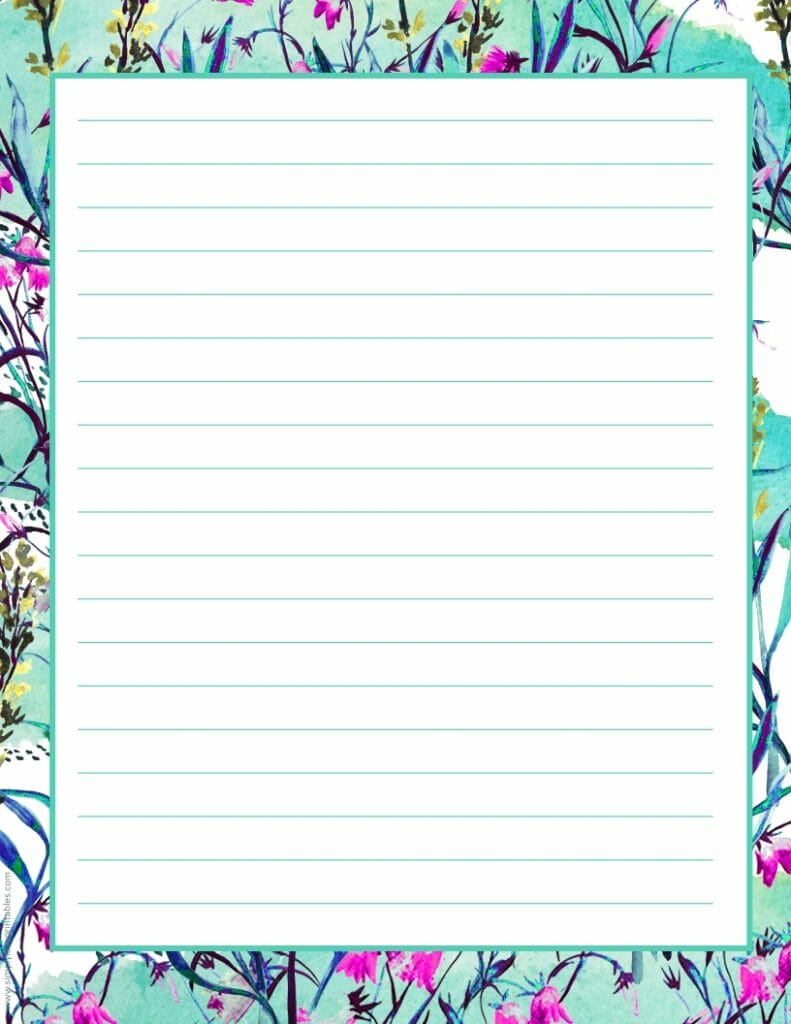 Simply Love Printables Floral Border Journal Page