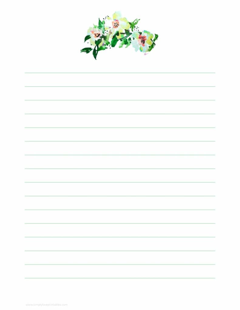 Simply Love Printables Floral Journal Page Mint