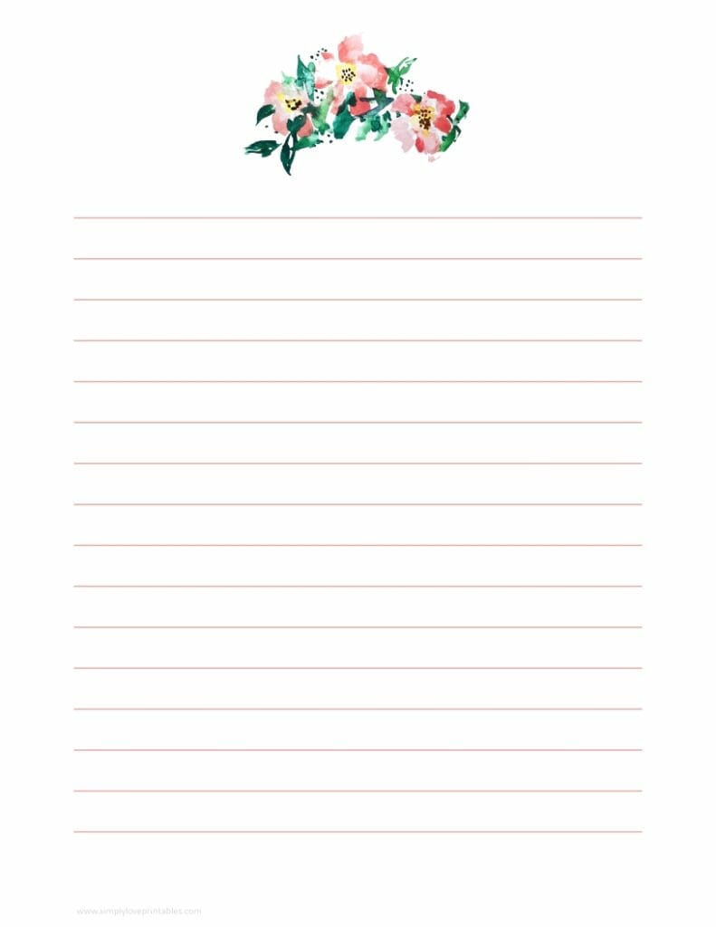 Simply Love Printables Floral Journal Page Peach