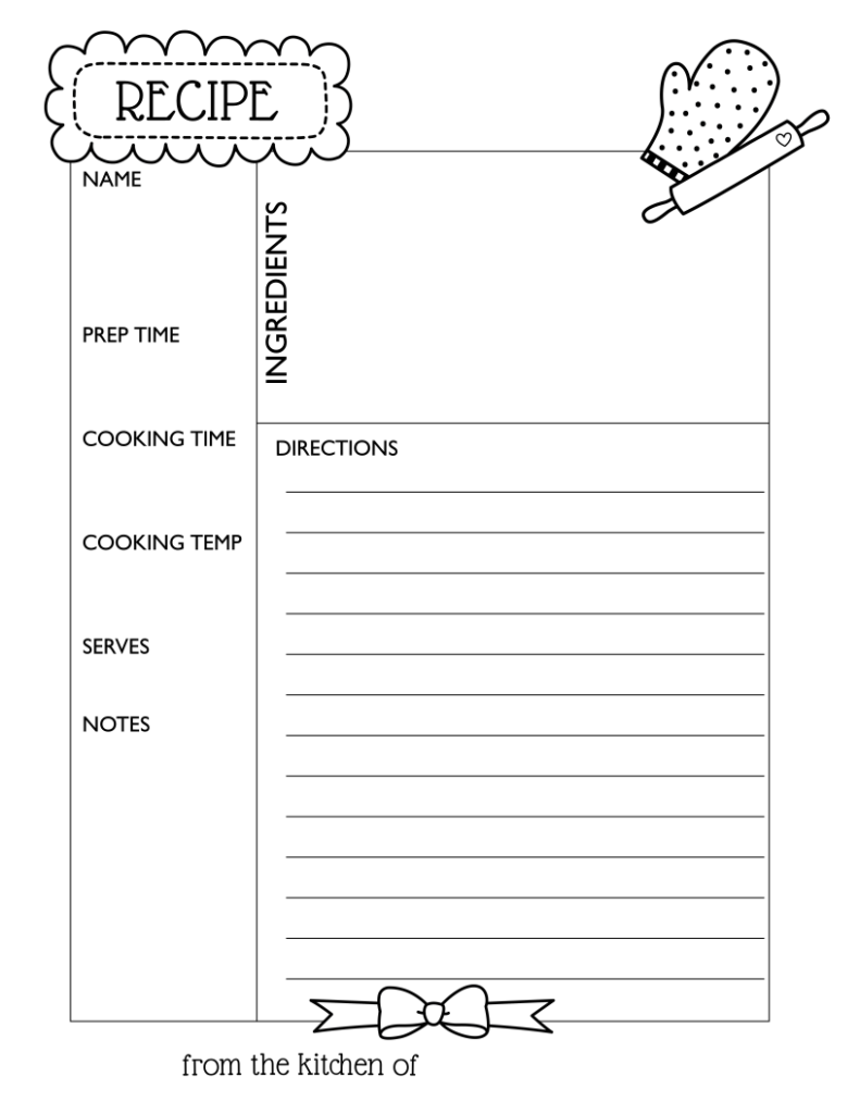 Simply Love Printables Recipe Black and White