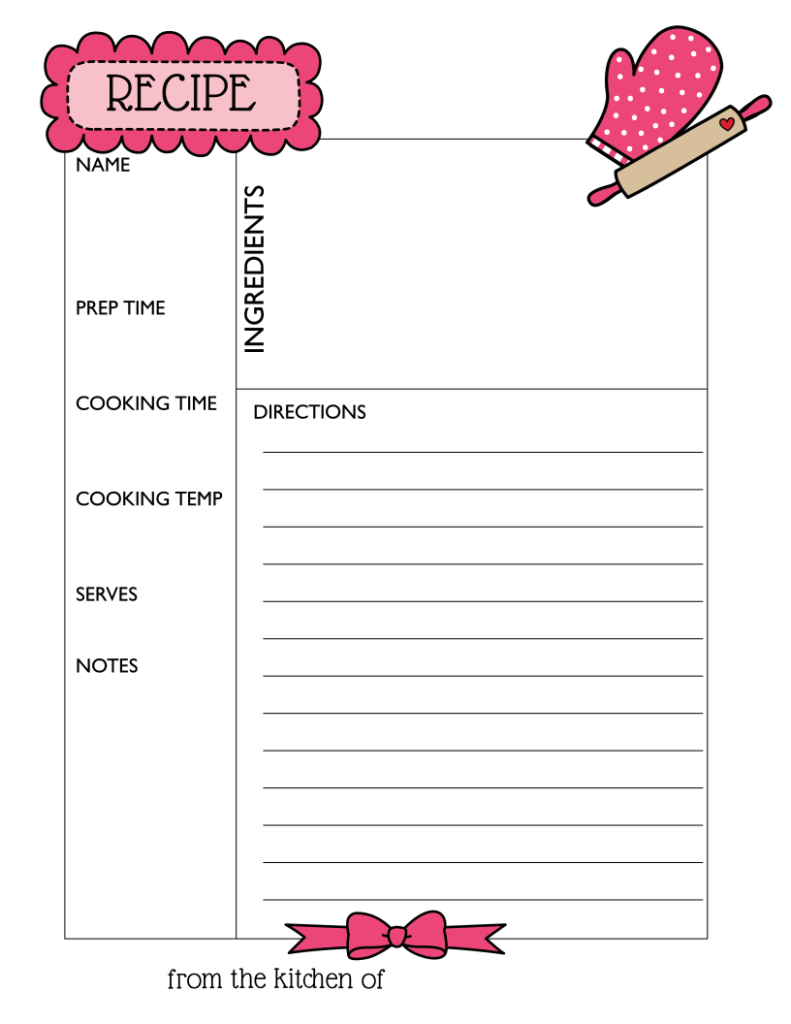 Simply Love Printables Recipe Hot Pink