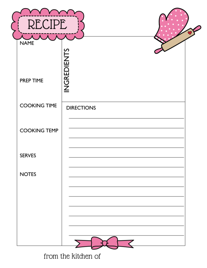 Simply Love Printables Recipe Pink