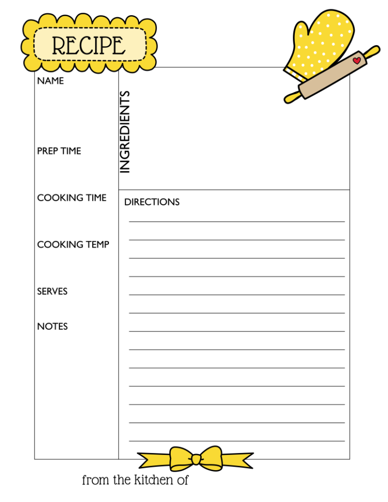 Simply Love Printables Recipe Yellow