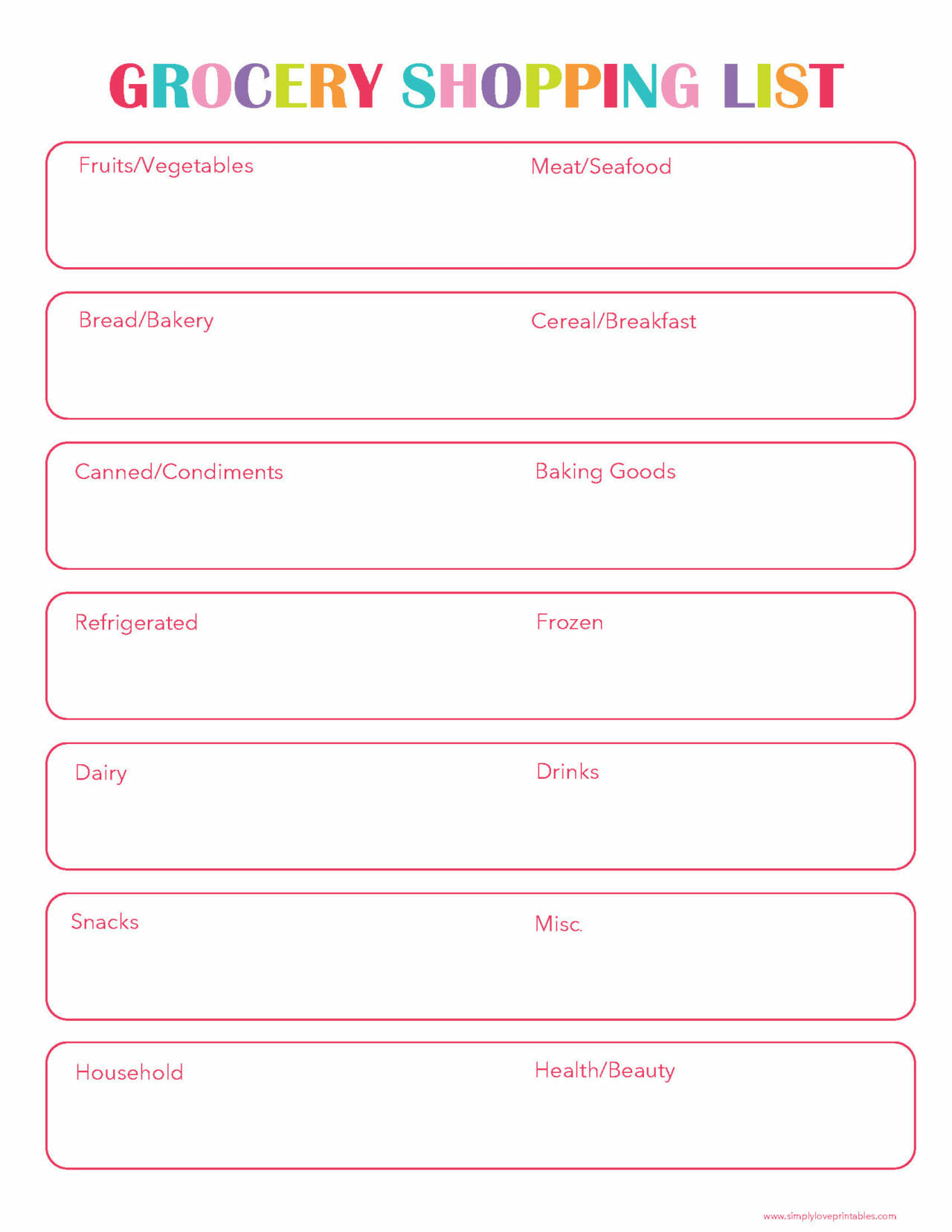 Free Grocery List Printables | Simply Love Printables
