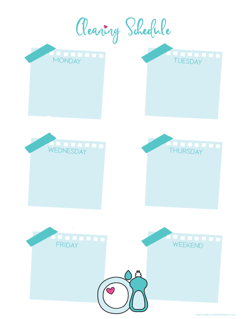 Simply Love Printables Cleaning Schedule