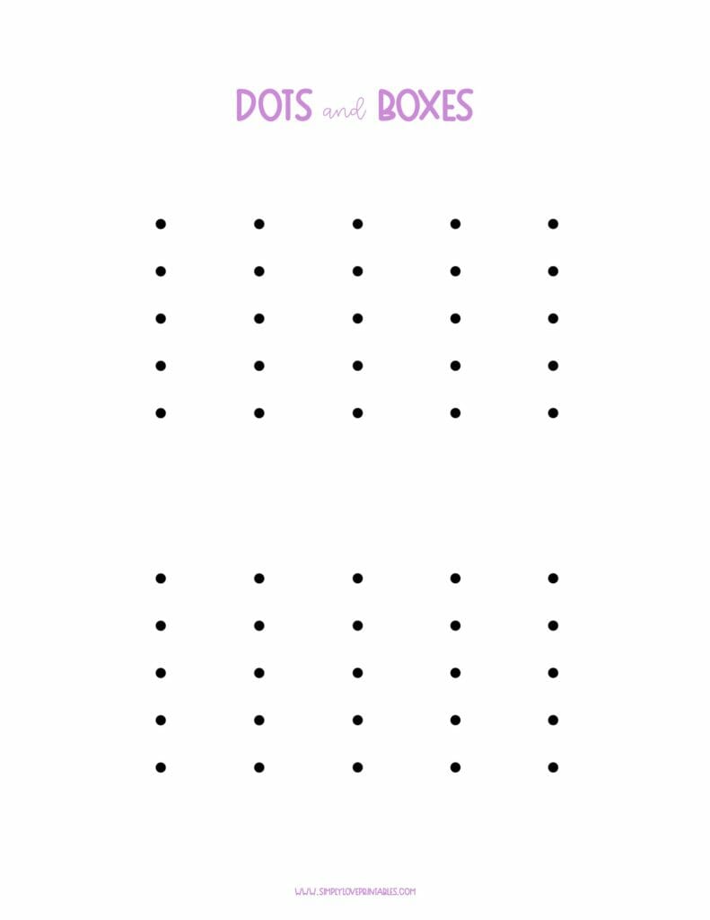 Simply Love Printables Dots and Boxes