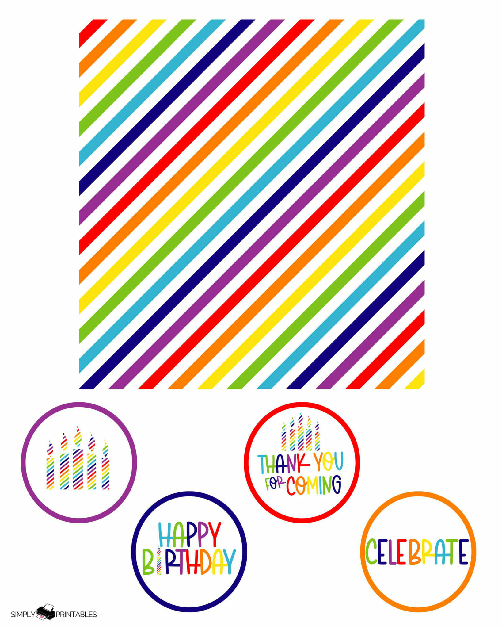 Free Printables Rainbow Birthday Party Favors and Invitation - Simply ...