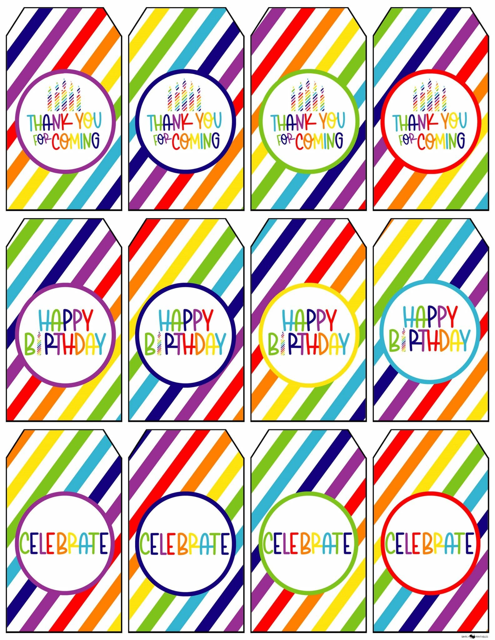 Free Printables Rainbow Birthday Party Favors and Invitation - Simply ...