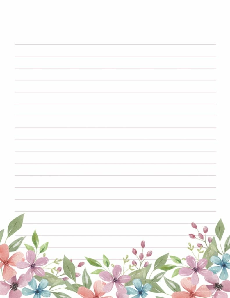 Simply Love Printables Journal Page Watercolor Floral Lavender
