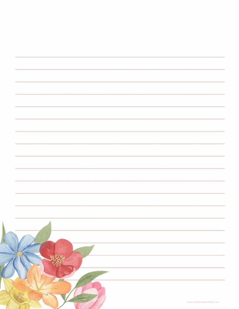 Simply Love Printables Journal Page Watercolor Floral Peach