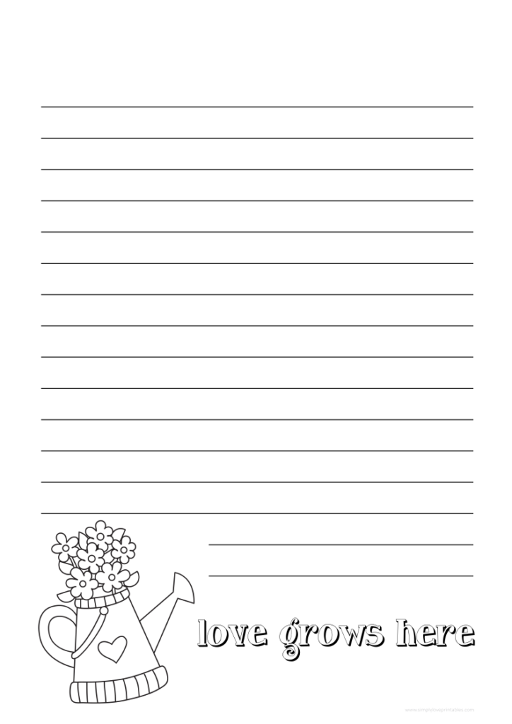 Simply Love Printables Love Grows Here Watering Can Coloring Journal Page