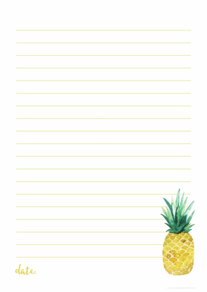 Simply Love Printables Pineapple Journal Page Yellow