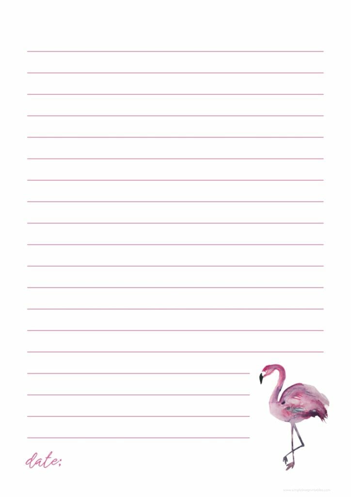 Simply Love Printables Pink Flamingo Journal Page Pink