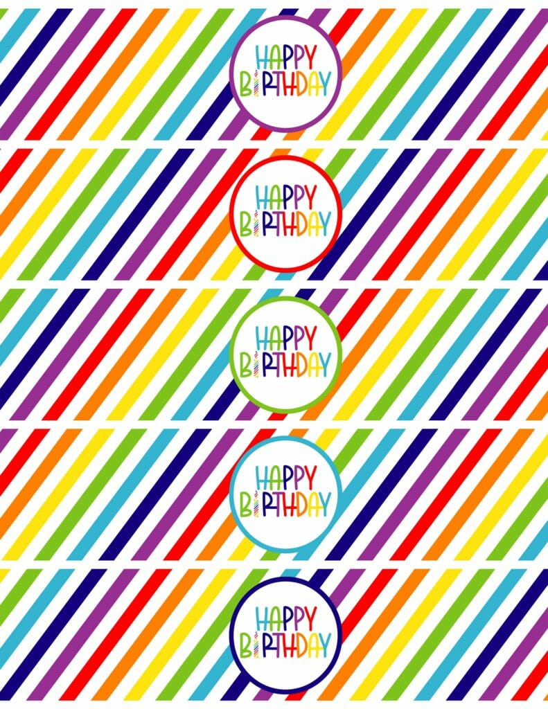 Simply Love Printables Rainbow Happy Birthday Waterbottle Version 1