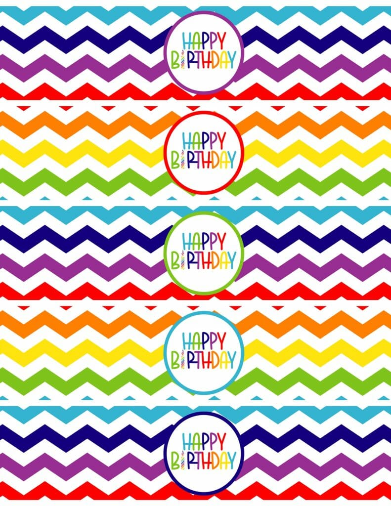 Simply Love Printables Rainbow Happy Birthday Waterbottle Version 3