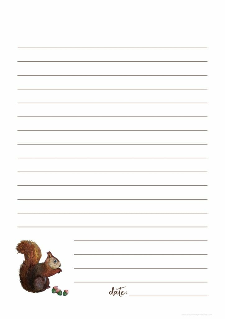 Simply Love Printables Squirrel with Acorn Journal Page Brown