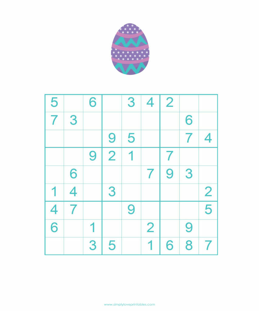Simply Love Printables Sudoku Easy Egg One Puzzle_Page_1