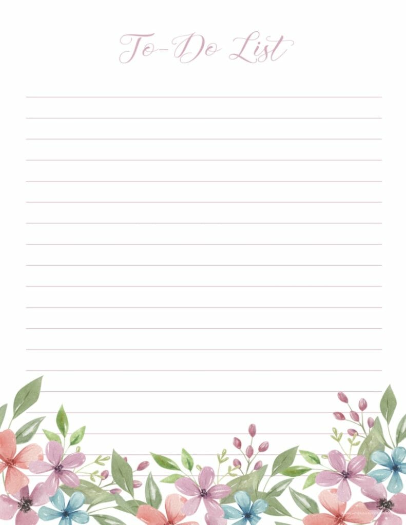 Simply Love Printables To Do List Watercolor Floral Lavender