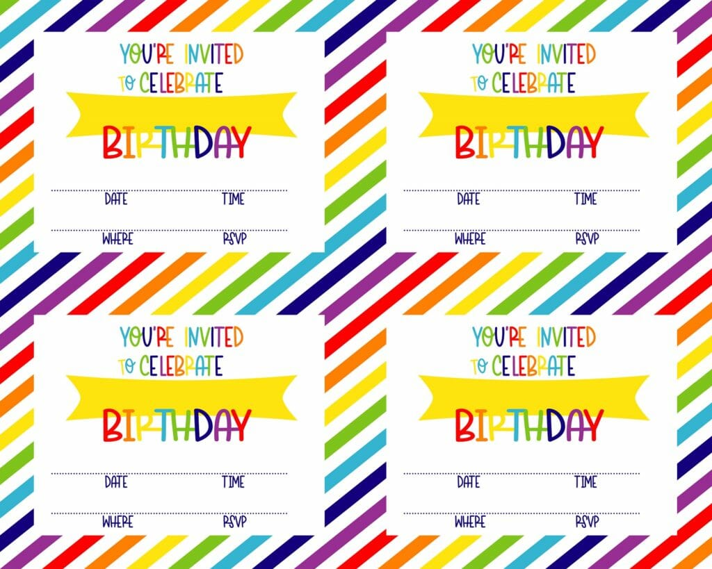 Simply Love Printable Rainbow Colored You're Invited to Celebrate Birthday Invitation