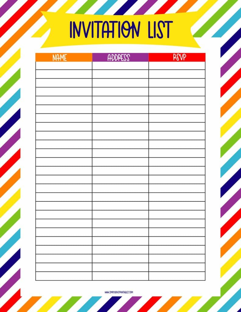 Simply Love Printables Invitation List