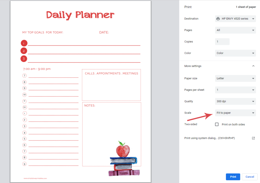 Simply Love Printables How to Print Fit to Page