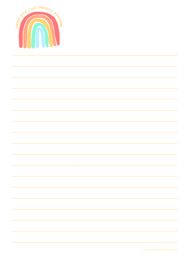 Simply Love Printables Create Your Own Rainbow Everyday Journal Stationery Free Printable