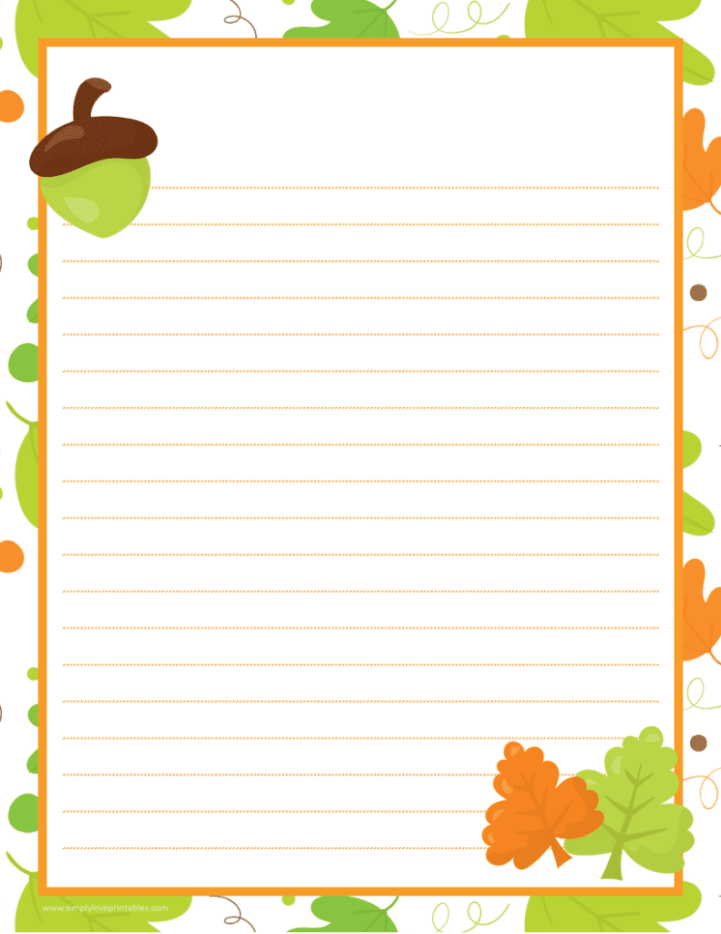 Simply Love Printables Fall Leaf Acorn Journal Page Free Printable