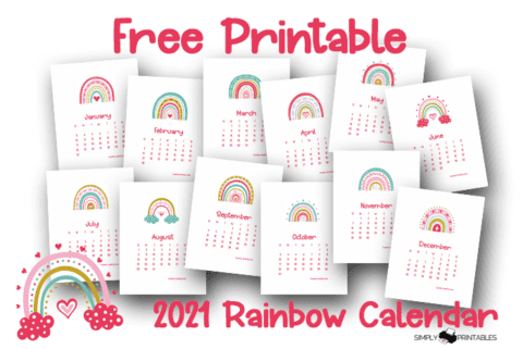 Free Printable 2021 Rainbow Calendar - Simply Love Printables