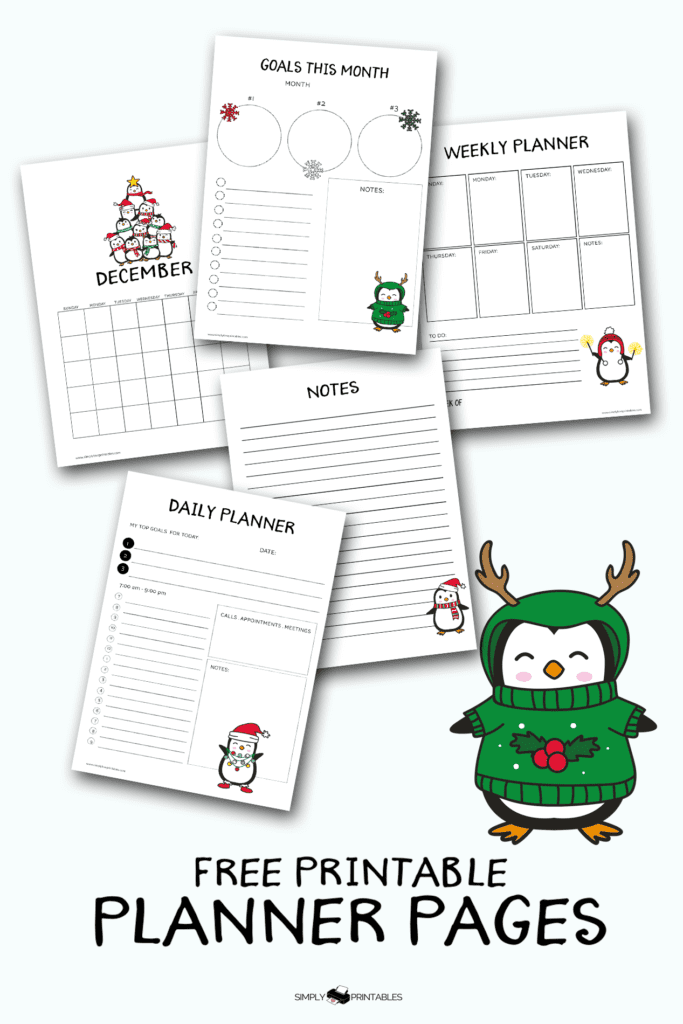 Simply Love Printables Christmas Penguin Planner Pages