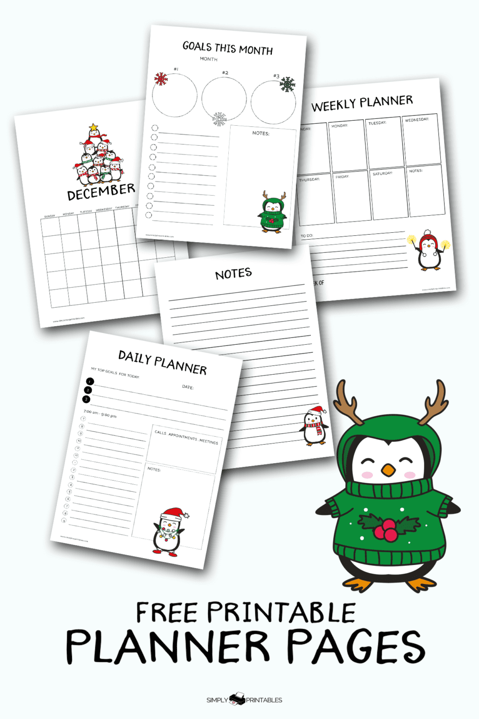 Free Printable Christmas Penguin Planner Pages - Simply Love Printables
