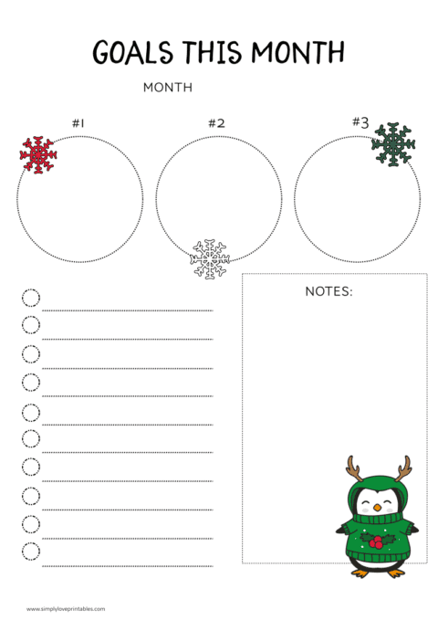 Free Printable Christmas Penguin Planner Pages - Simply Love Printables