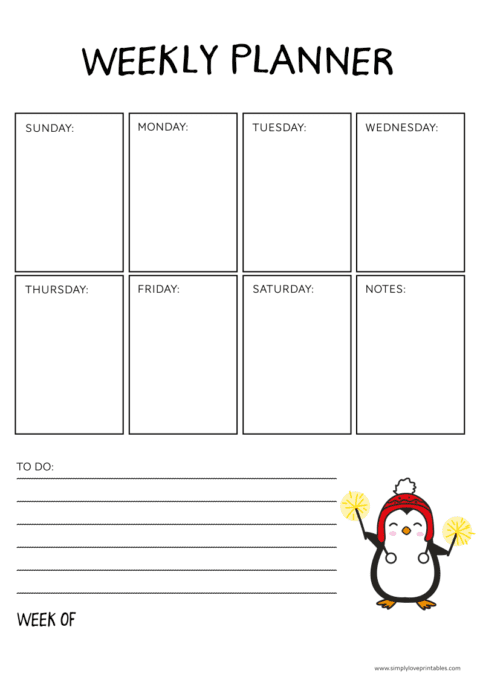 Free Printable Christmas Penguin Planner Pages - Simply Love Printables