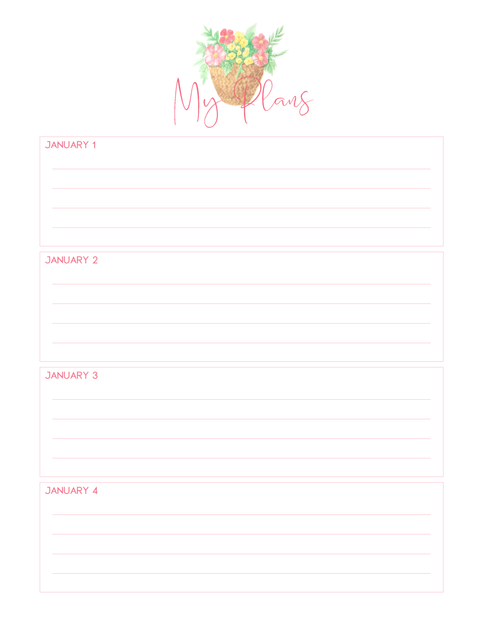 Free Dated Planner Pages | Simply Love Printables