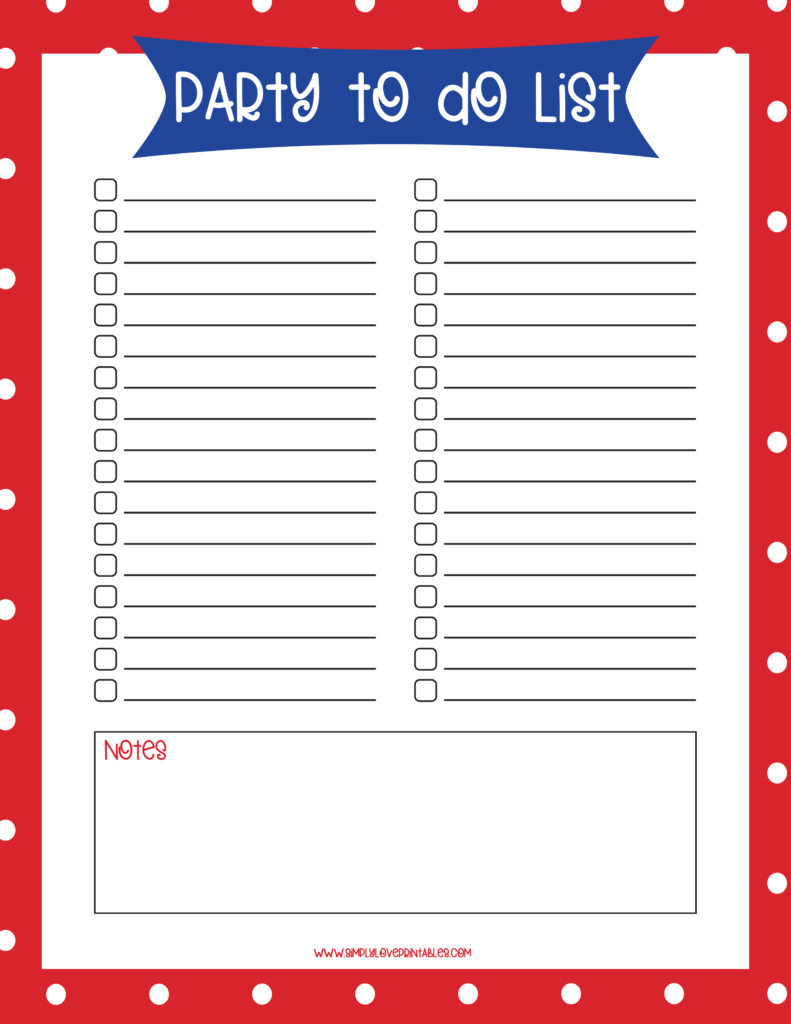 Simply Love Printables Fourth of July Party To Do List