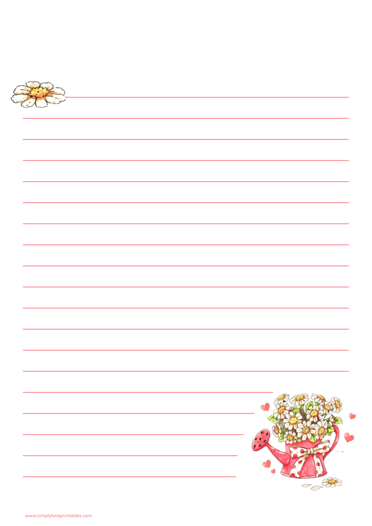 Simply Love Printables Journal Page Watering Can with Bow