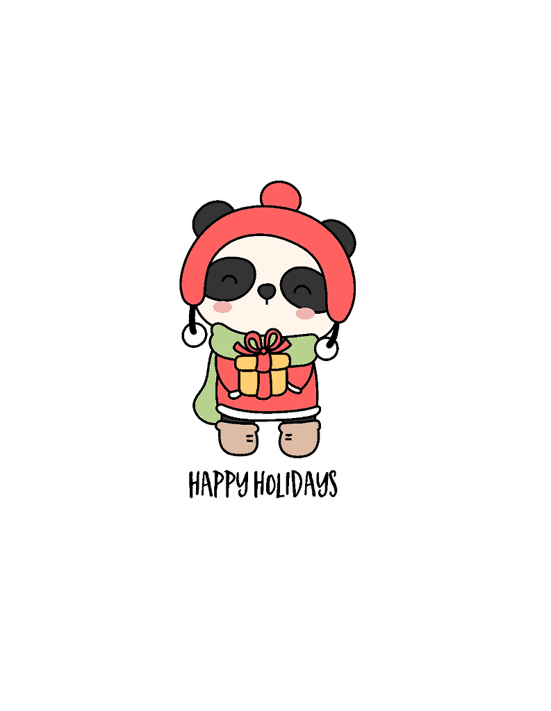 Simply Love Printables Panda Happy Holiday Card 2