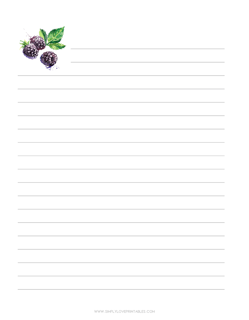 Simply Love Printable Blackberry Journal Page