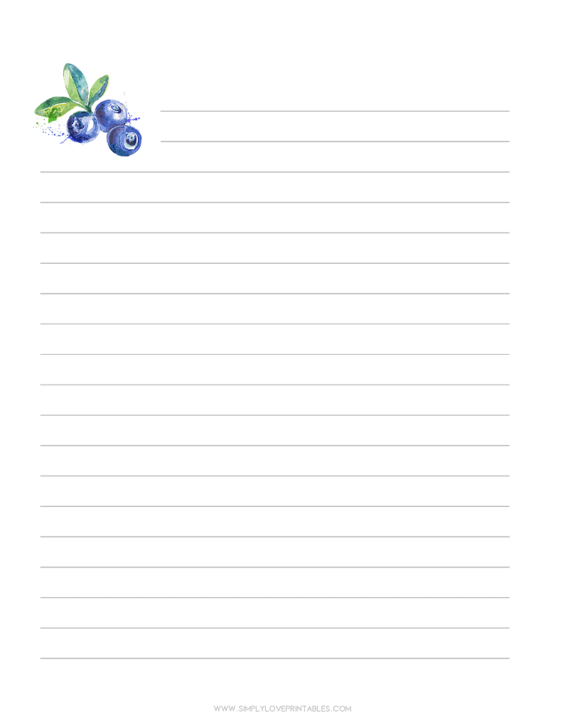 Simply Love Printable Blueberry Journal Page