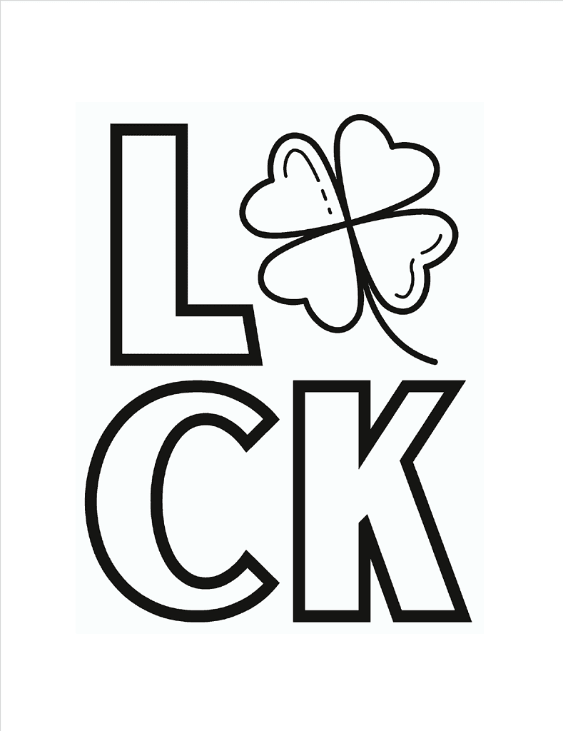 Simply Love Printable Coloring Card LUCK