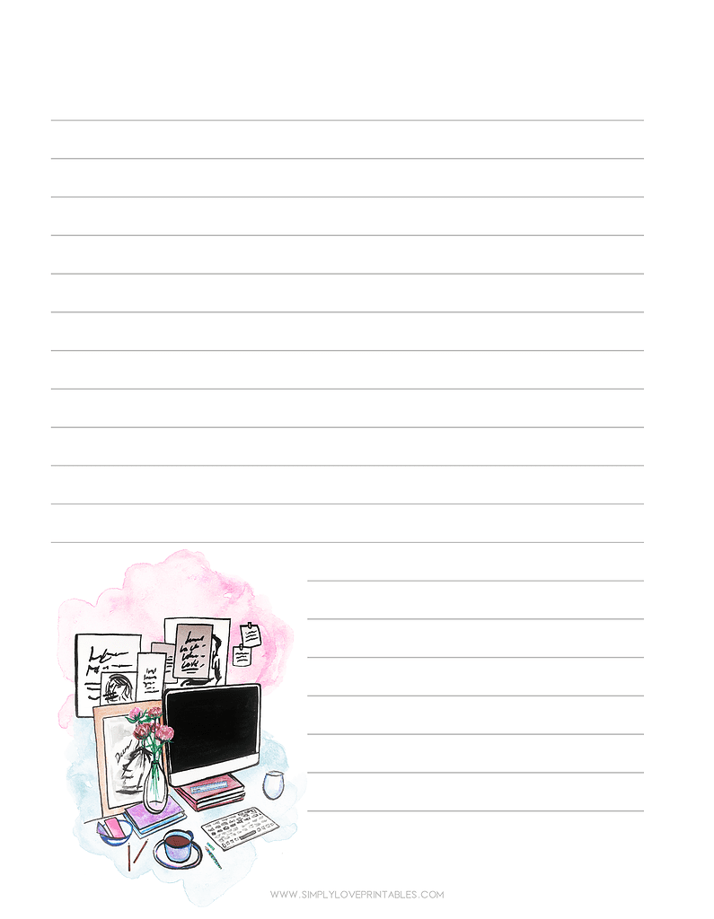 Simply Love Printable Computer Monitor at Desk Journal Page