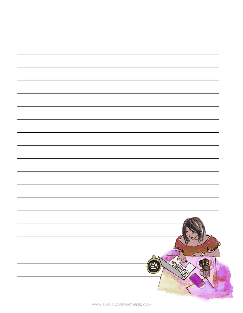 Simply Love Printable Girl onLaptop Purple Journal Page