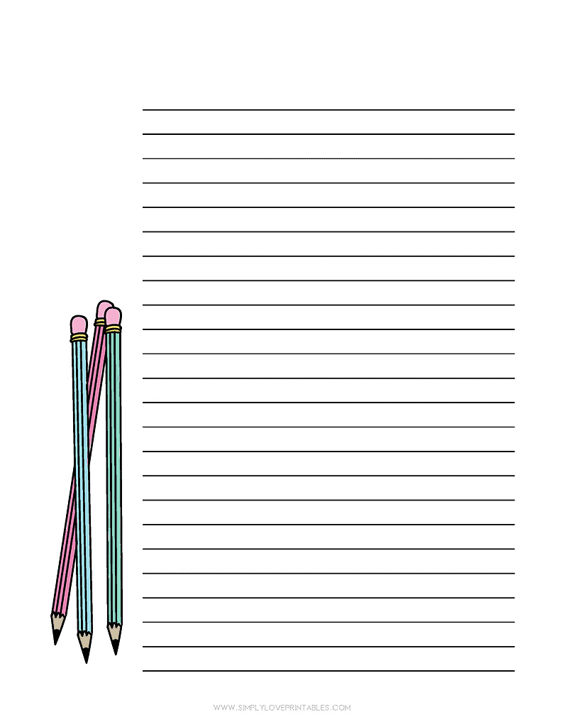Simply Love Printable Pencil Blue Green Pink Journal Page