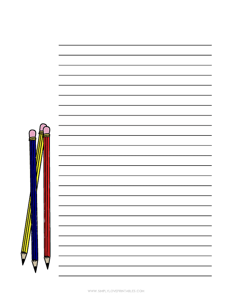 Simply Love Printable Pencil Blue Yellow Red Journal Page
