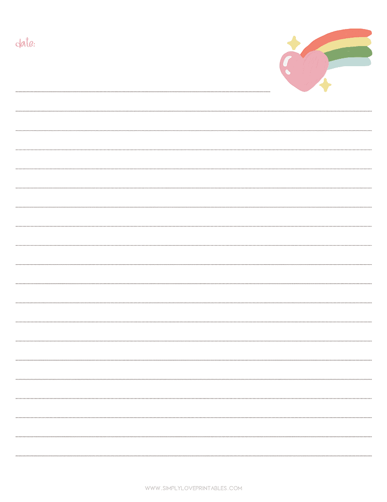 Simply Love Printable Rainbow Heart Journal Page Final