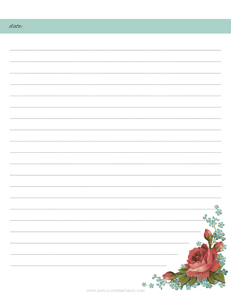 Simply Love Printable Vintage Rose Journal Page Final