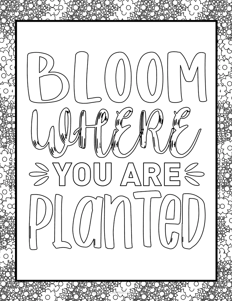 Simply Love Printables Bloom Where You Are Planted Spring Coloring Page
